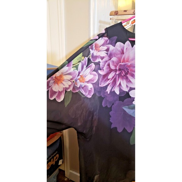 NWT Avenue Lined, Handkerchief Hem, Sheer Purple Floral Tunic Top - Size 26/28 - Picture 8 of 8